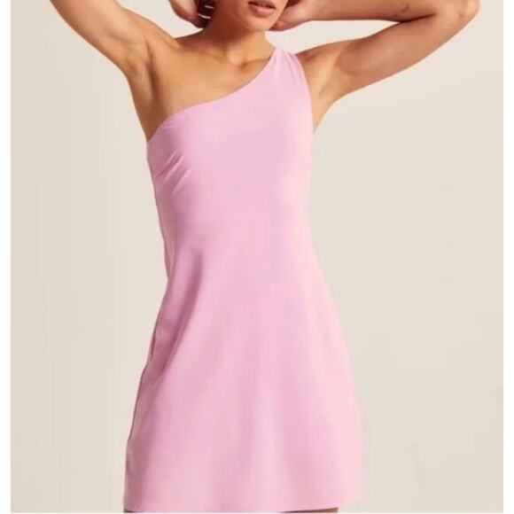 NWOT Abercrombie & Fitch Women's One Shoulder Traveler Mini Dress Pink Size XL - Picture 8 of 13